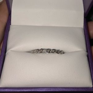 10K white gold band with diamonds